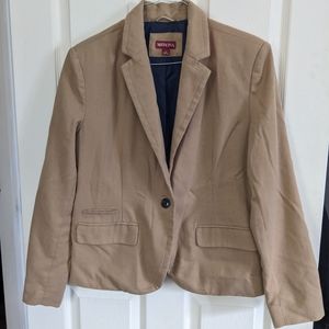 Merona Tan Blazer with pink collar size 14